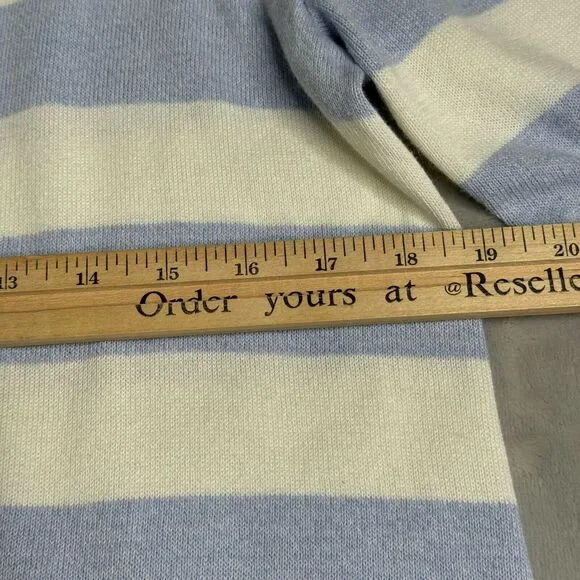 Talbots Sweater Womens MP Petite Blue White Stripe Open Front Longline Cardigan - Picture 8 of 10